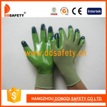 Grünes Nylon mit grünem Nitril-Handschuh-Dnn512